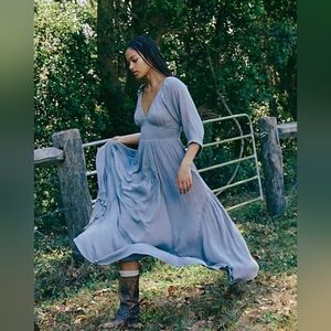 Free People Dixie Maxi Dress in Greyhound Color.